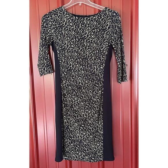 Lauren Ralph Lauren LRL Dress Animal Print Blue Cream Womens‎ Size 8 - Picture 1 of 10